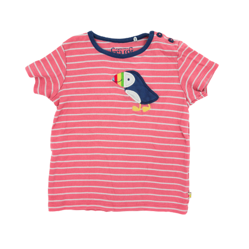 Frugi T-Shirt Rosa gestreift mit Pelikan Applikation 92/98