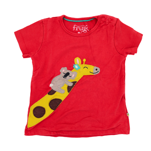 Frugi T-Shirt Rot mit Giraffen Applikation 98/104