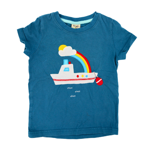 Frugi T-Shirt Blau mit Schiff Applikation 110/116