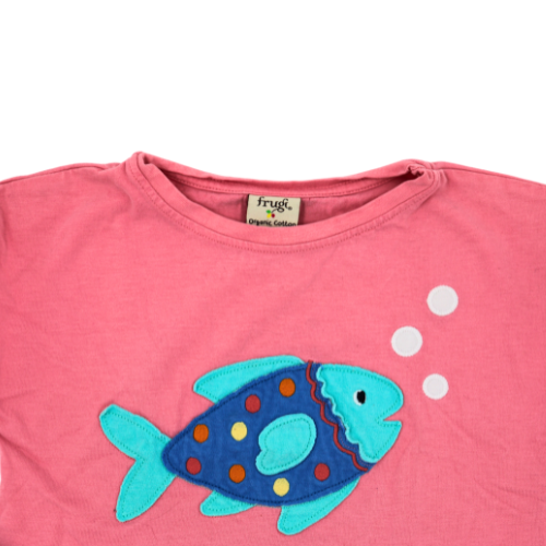 Frugi T-Shirt Rosa mit Fisch Applikation 98/104