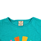 Frugi T-Shirt Türkis Sonnen Applikation 110/116