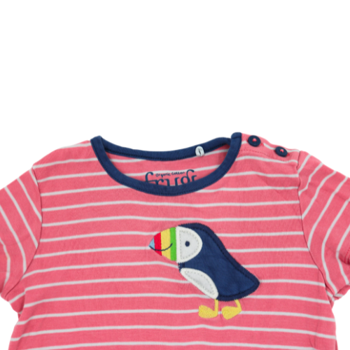 Frugi T-Shirt Rosa gestreift mit Pelikan Applikation 92/98