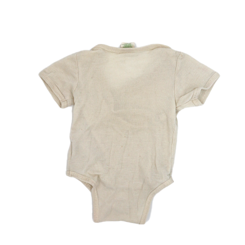 Alana Kurzarm Wickelbody aus Bio-Wolle und Seide, Beige, 62/68