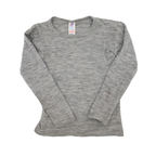 Engel Natur Langarmshirt aus Wolle und Seide in Grau für Kinder, Modell 116, von Wald-Rabauken, bequem und warm.