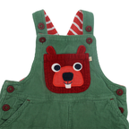 Frugi Cord Latzhose Grün mit Bär-Motiv 86/92