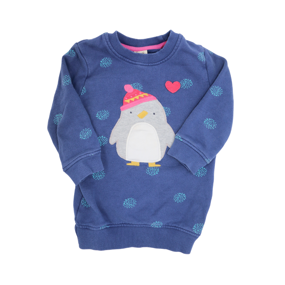 Frugi Pullover Blau mit Pinguin Applikation 92/98