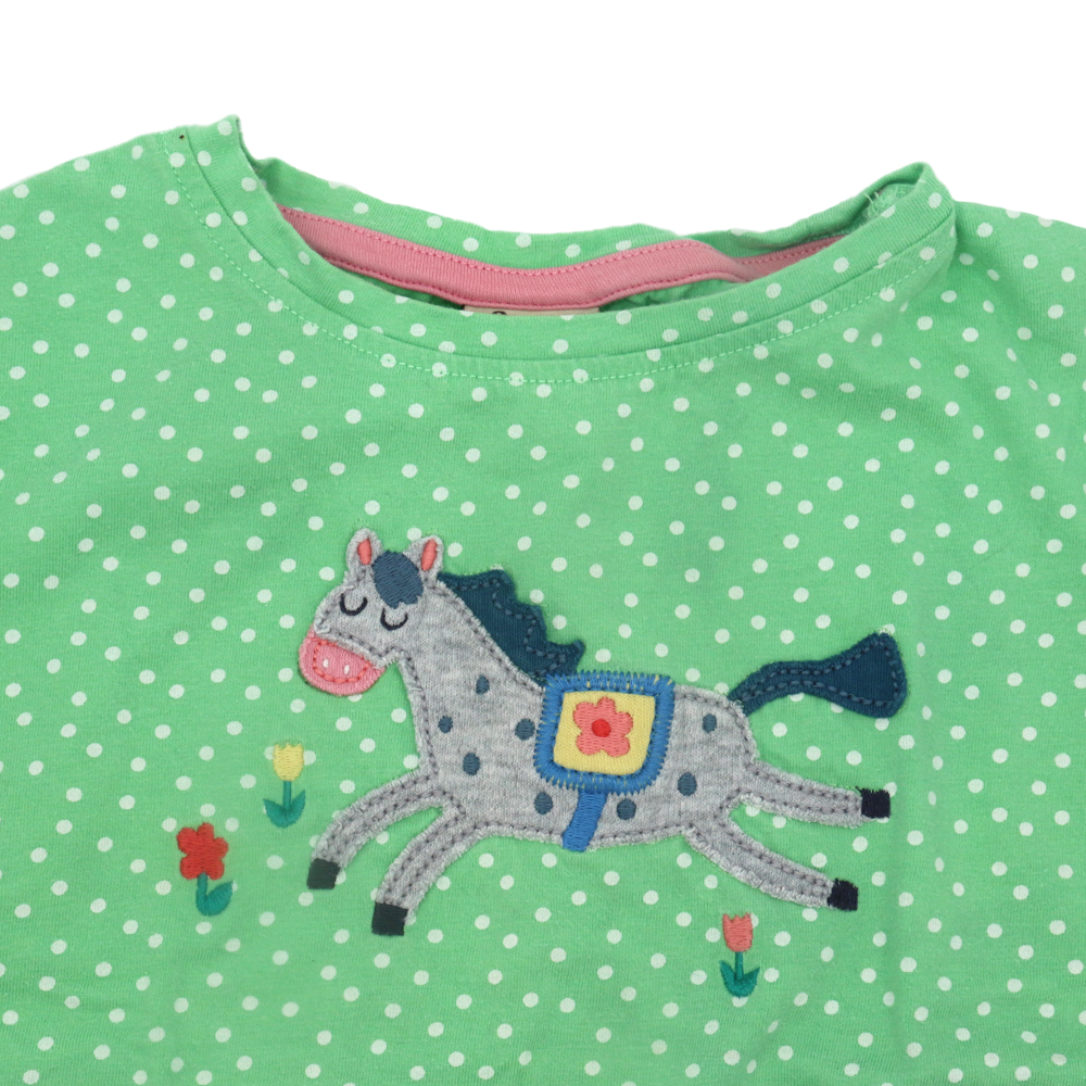 Frugi T-Shirt Grün mit Pferd Applikation 98/104