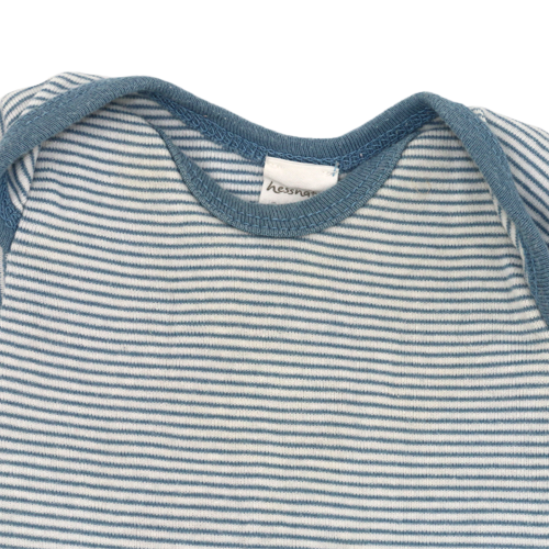 Hessnatur Kurzarm Body Blau/Weiß gestreift 62/68