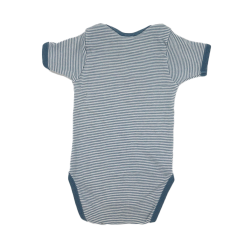 Hessnatur Kurzarm Body Blau/Weiß gestreift 62/68