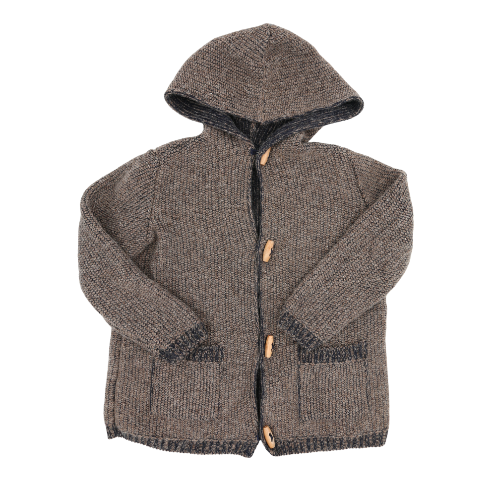 Wald-Rabauken Hessnatur Jacke in Braun, aus 59 % Schurwolle und 41 % Baumwolle, für Kindergröße 110/116, mit warmer Textur
