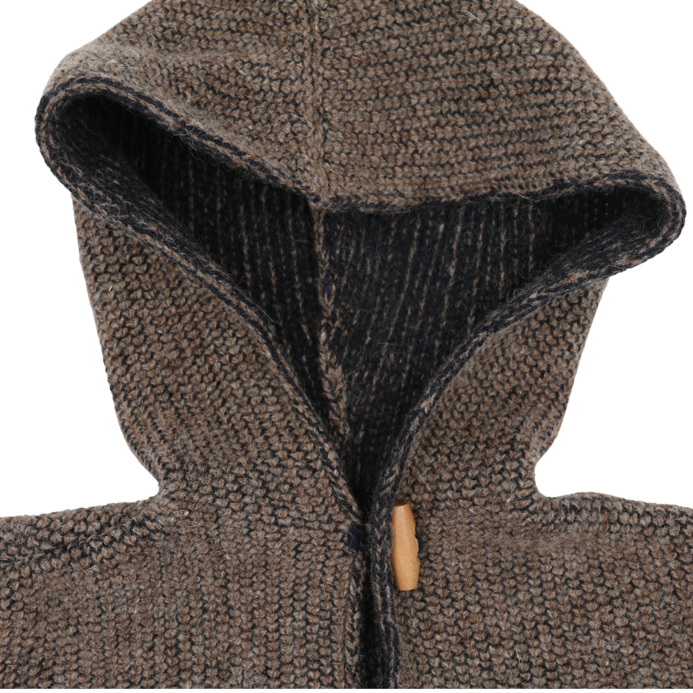 Wald-Rabauken Hessnatur Jacke in Braun, aus 59 % Schurwolle und 41 % Baumwolle, für Größe 110/116, detailreiche Textur sichtbar