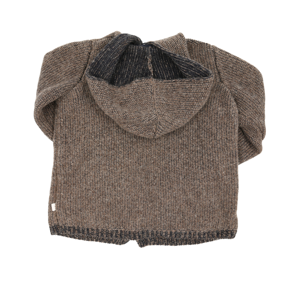 Hessnatur Kinderjacke in Braun aus 59% Schurwolle und 41% Baumwolle, Größe 110/116, von Wald-Rabauken.