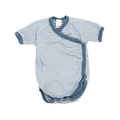 Hessnatur Kurzarm Wickelbody Blau/Weiß gestreift 62/68 oder 74/80