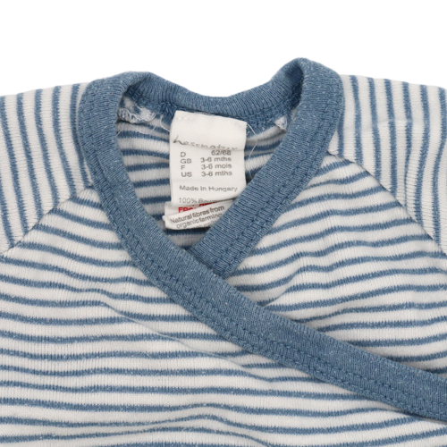Hessnatur Kurzarm Wickelbody Blau/Weiß gestreift 62/68 oder 74/80