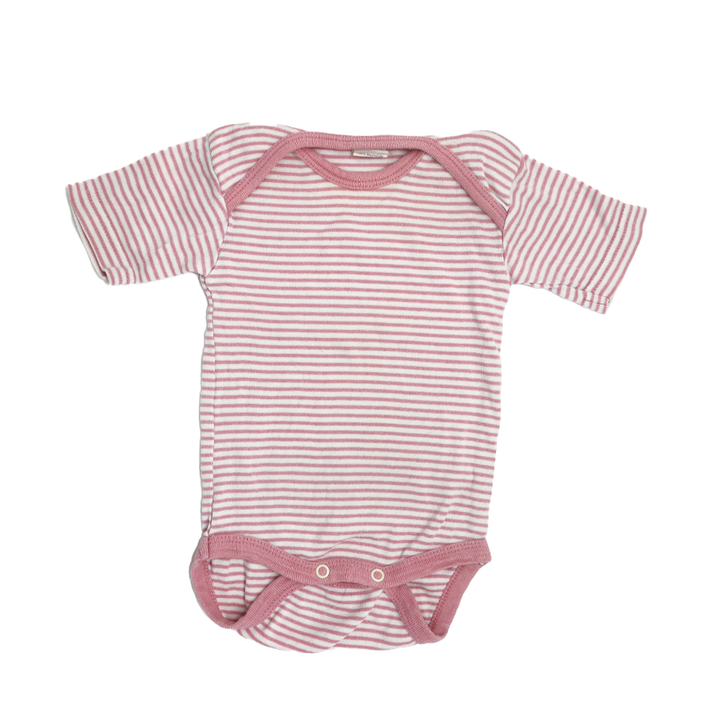 Living Crafts Kurzarm Body Rosa-Weiß gestreift 62/68