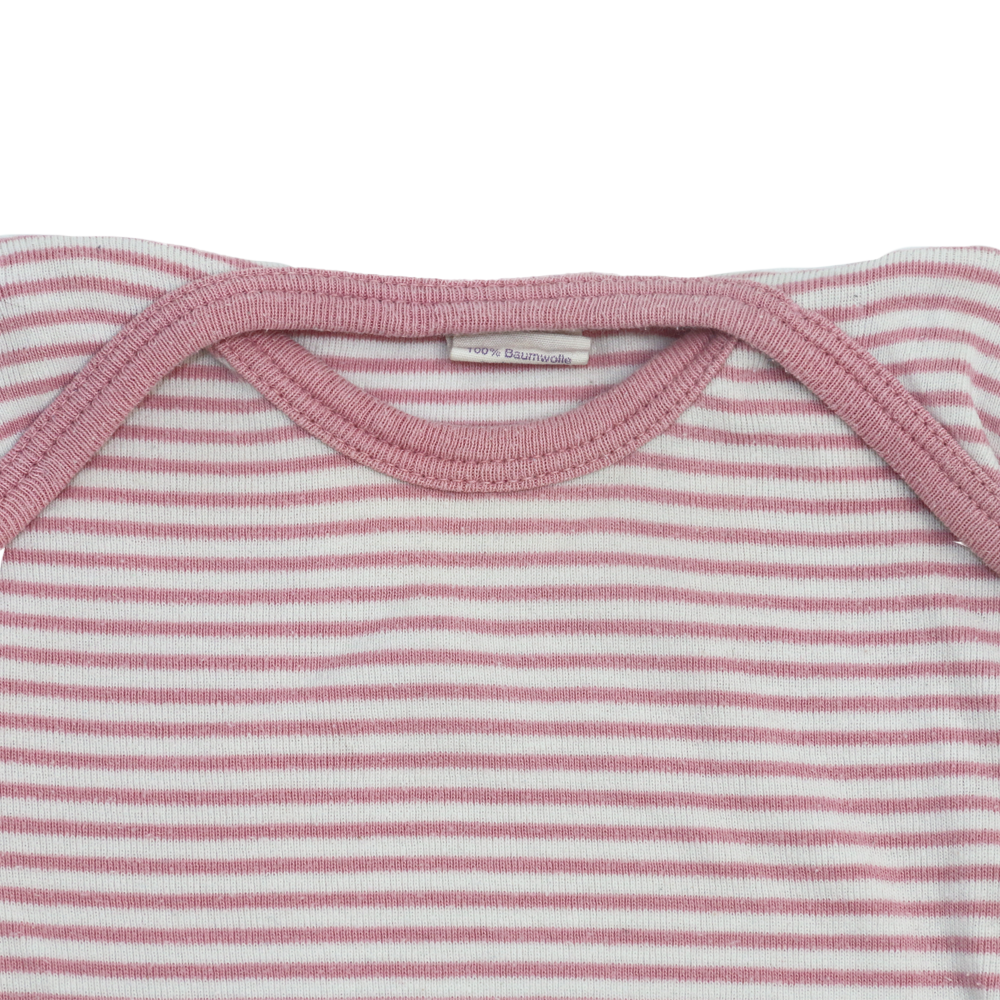 Living Crafts Kurzarm Body Rosa-Weiß gestreift 62/68