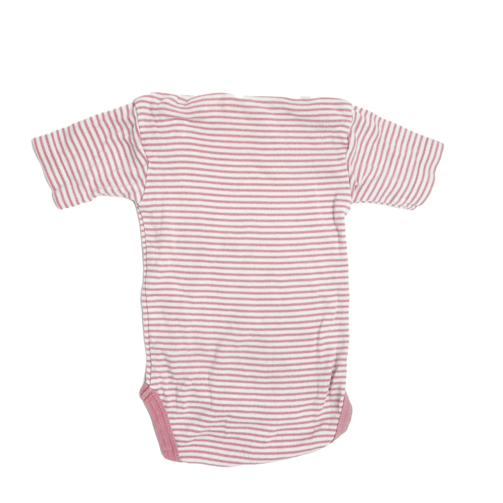 Living Crafts Kurzarm Body Rosa-Weiß gestreift 62/68