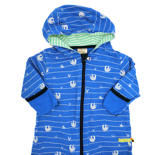 loud+proud Sweat-Overall mit Kapuze Blau Faultier 74/80