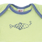 People Wear Organic Body Kurzarm Grün Weiß gestreift Fisch 86/92