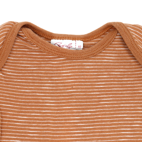 People Wear Organic Langarm Body Braun-Weiß-Gestreift 62/68