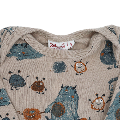 People Wear Organic Langarm Body Braun Monster 62/68