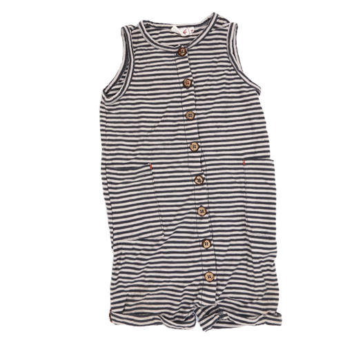 People Wear Organic Overall Grau/Weiß gestreift 86/92