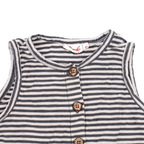 People Wear Organic Overall Grau/Weiß gestreift 86/92