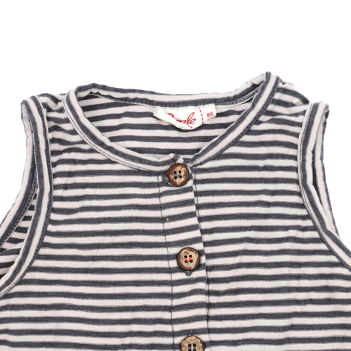 People Wear Organic Overall Grau/Weiß gestreift 86/92