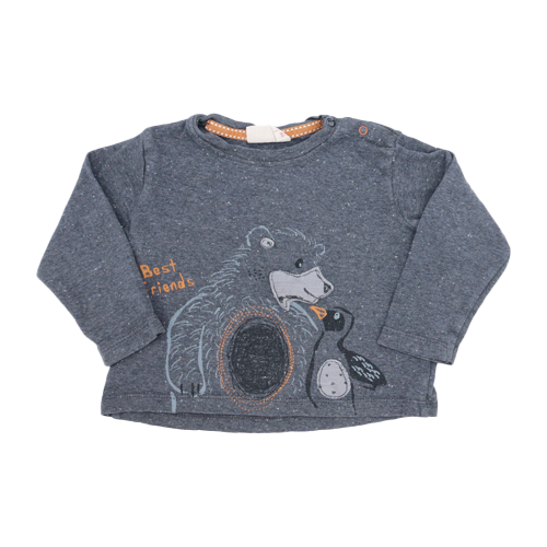 People Wear Organic Langarmshirt Grau Bär 74/80