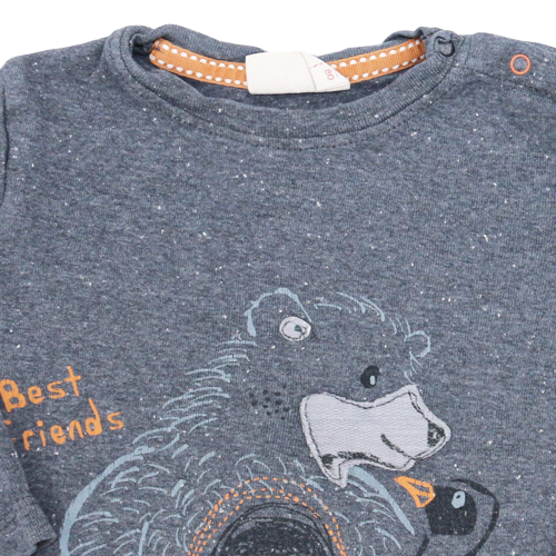 People Wear Organic Langarmshirt Grau Bär 74/80