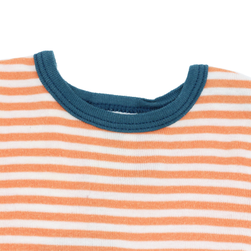 Sanetta Organic Kurzarm Body Orange-Weiß gestreift 68