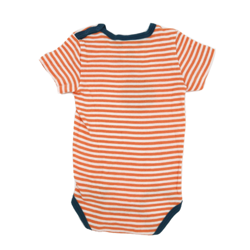 Sanetta Organic Kurzarm Body Orange-Weiß gestreift 68