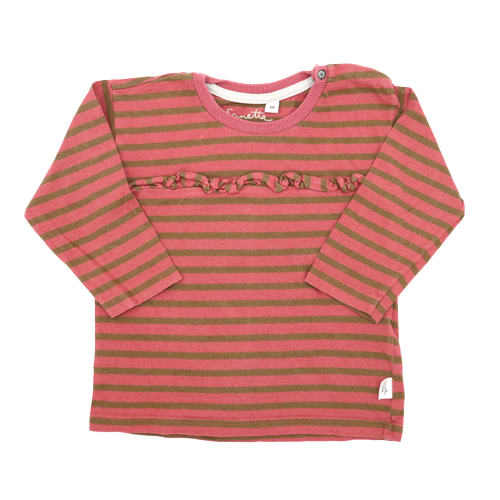 Sanetta Langarmshirt Rosa-Grün-Gestreift mit Rüschen 68