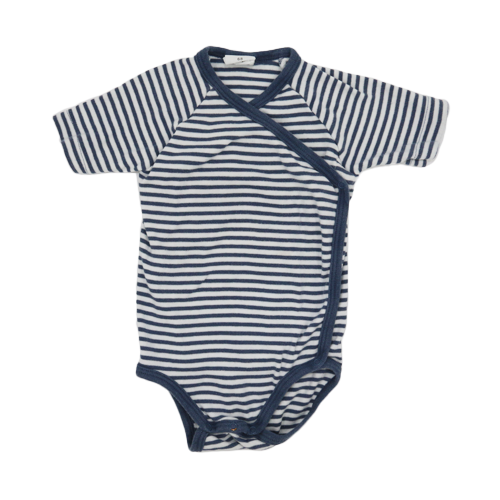 Sanetta Pure Kurzarm Wickelbody Blau-Weiß-Gestreift 68