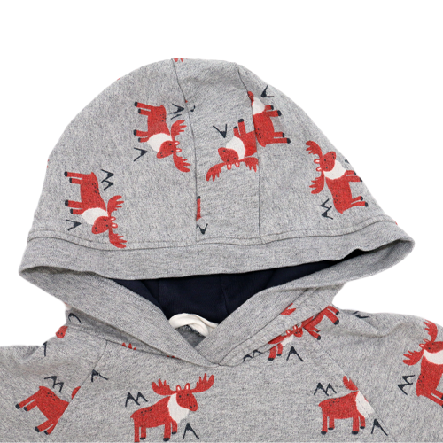 Sense Organics Pullover mit Kapuze Grau Rentiere 110