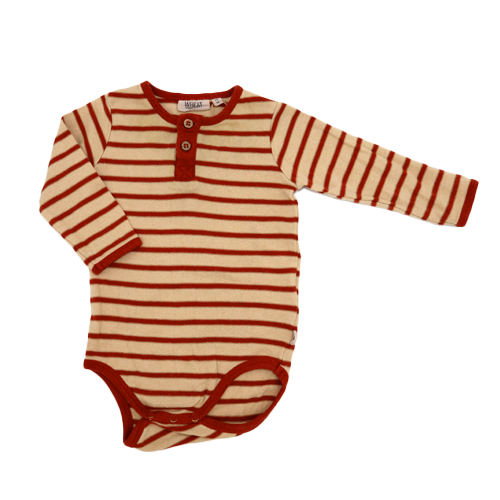 Wheat Langarm Body Braun/Beige gestreift 74